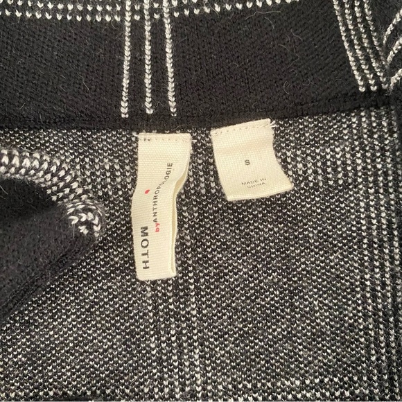 Moth by Anthropologie Windowpane Knit Sweater Blazer Black White S Office Career - Picture 12 of 14